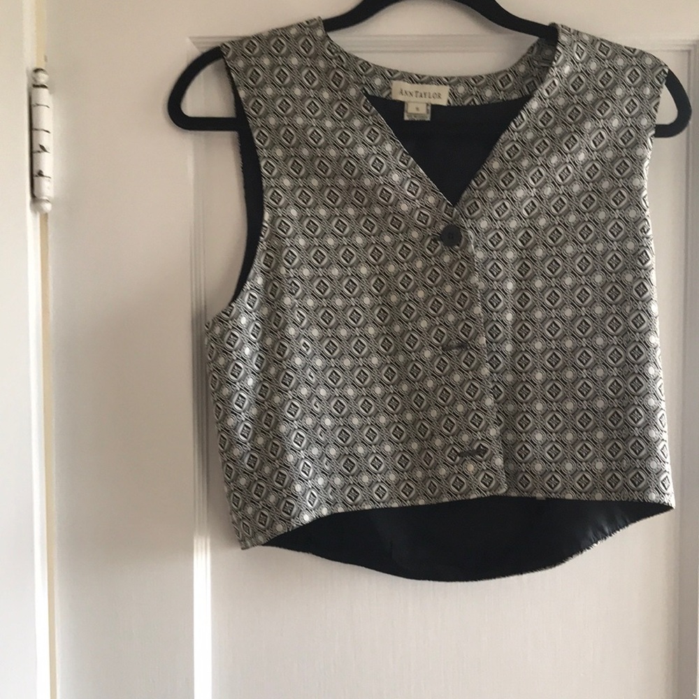Ann Taylor Silver and Black Crop Vest